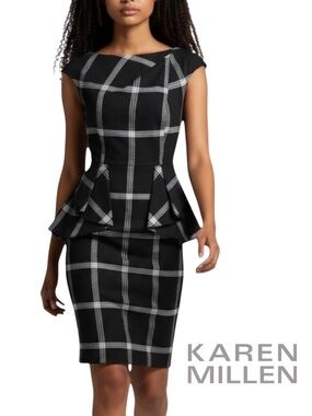 KAREN MILLEN Tartan Plaid Shift Dress